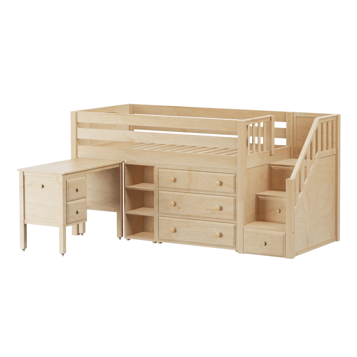 Maxtrix Twin Low Loft Bed With Stairs, Storage + Desk - Image 8