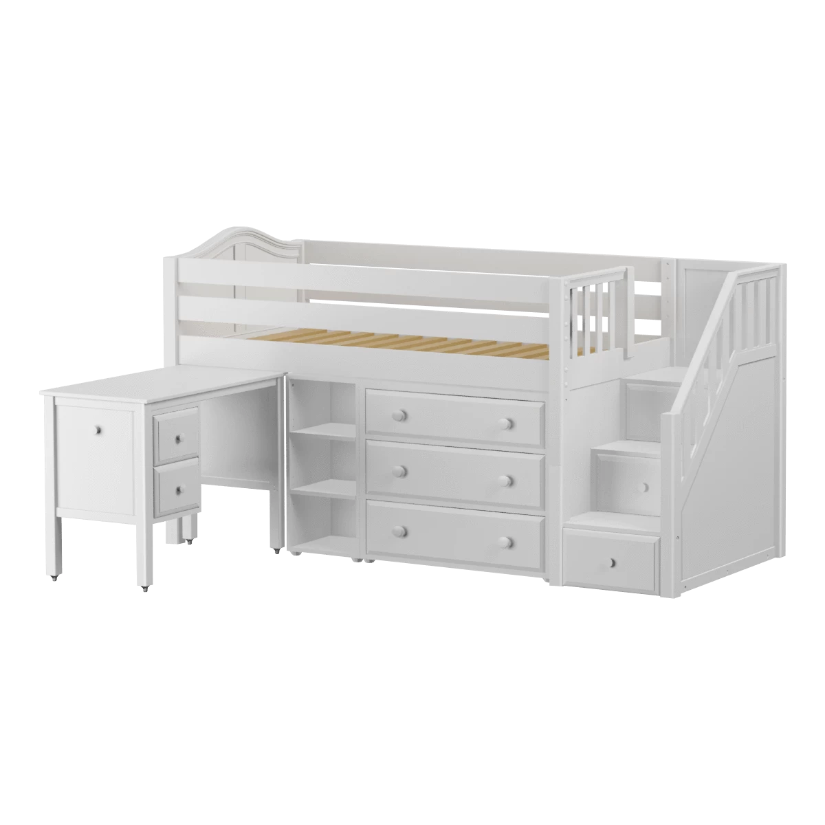 Maxtrix Twin Low Loft Bed With Stairs, Storage + Desk - Image 3