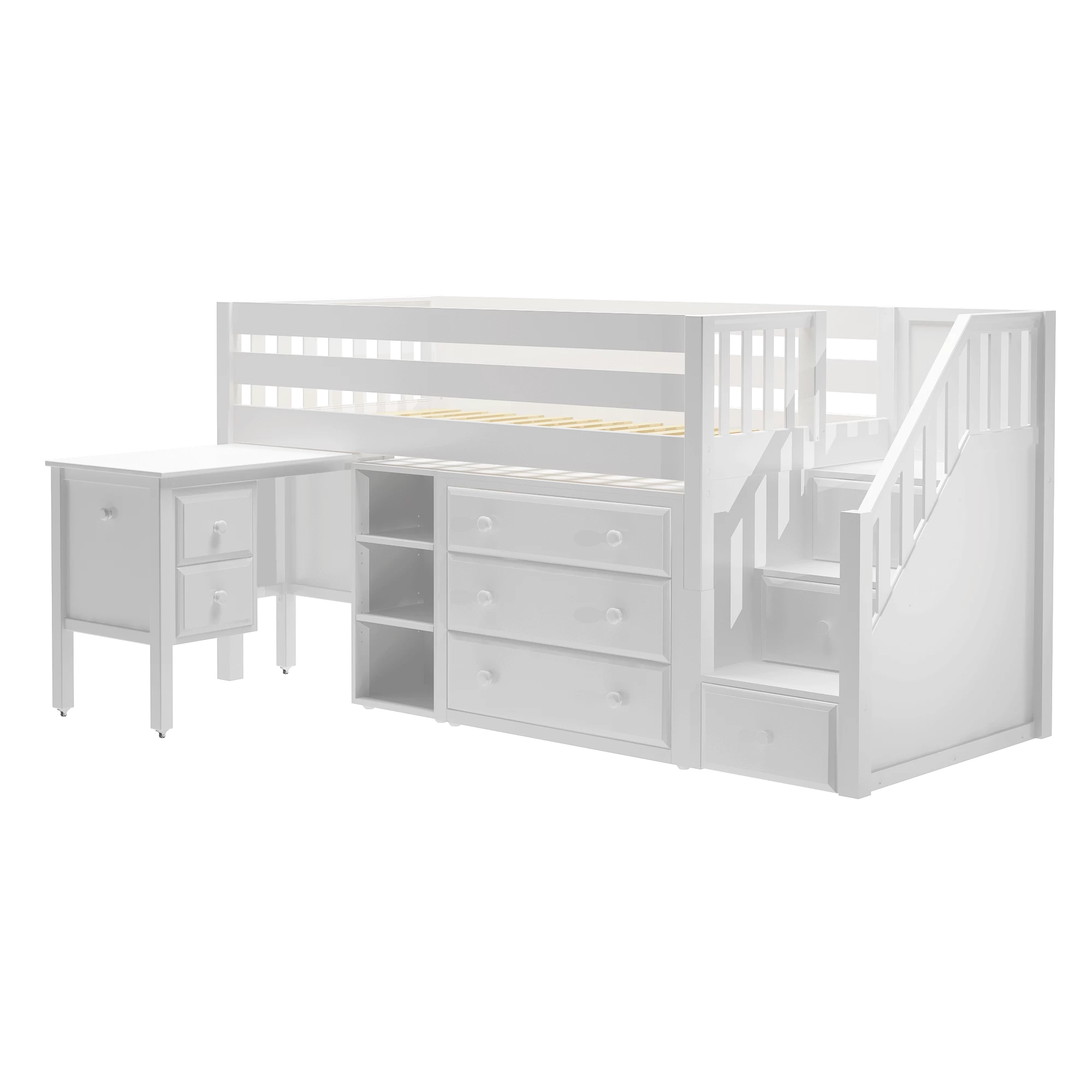 Maxtrix Twin Low Loft Bed With Stairs, Storage + Desk - Image 4