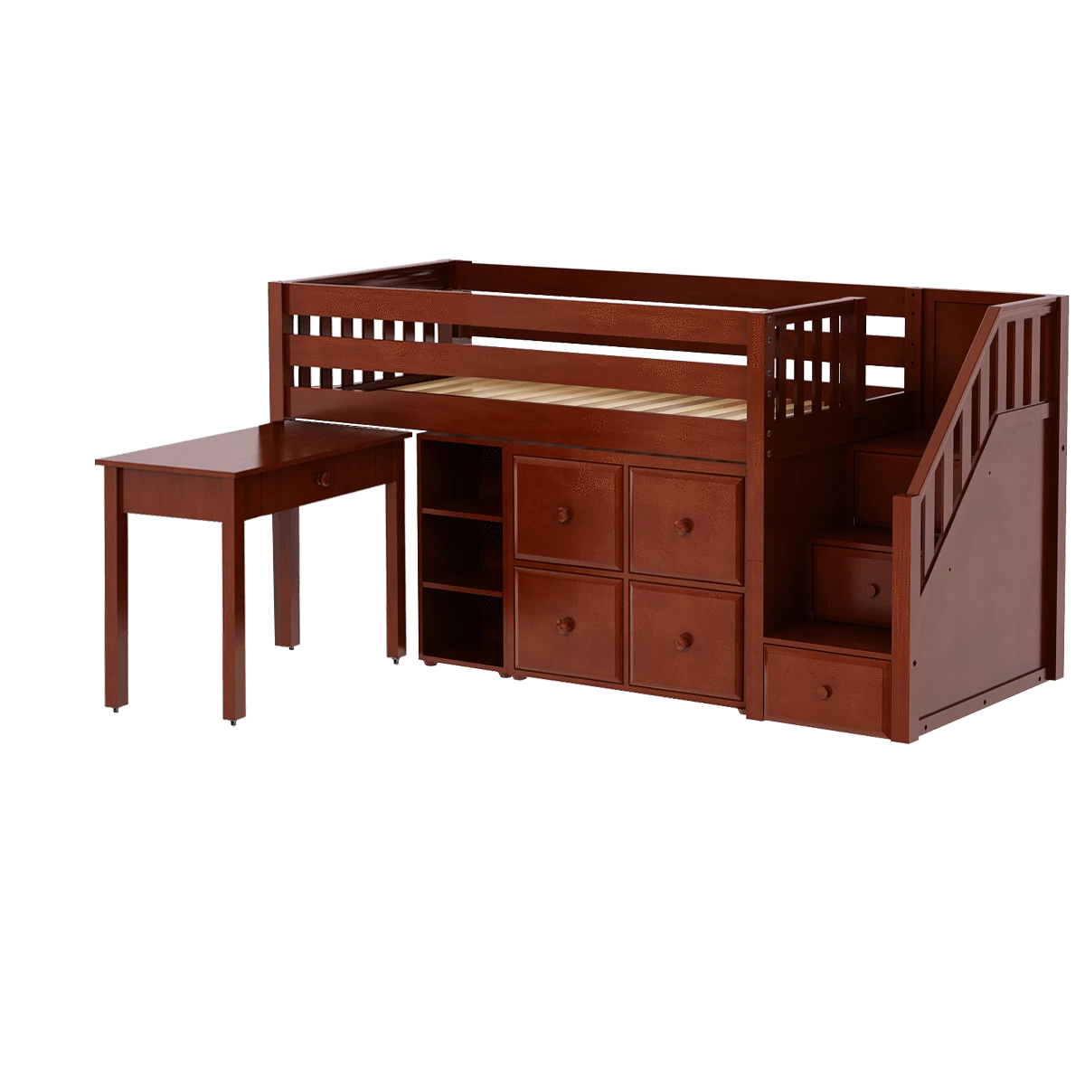 Maxtrix Twin Low Loft Bed With Stairs, Storage + Desk - Image 10