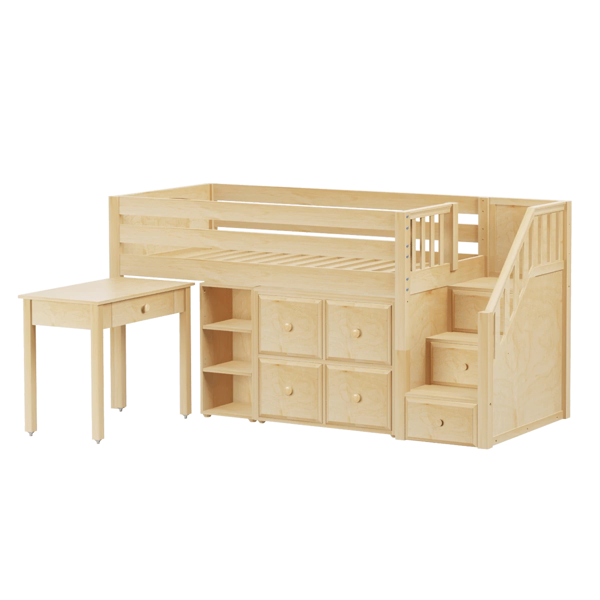 Maxtrix Twin Low Loft Bed With Stairs, Storage + Desk - Image 15