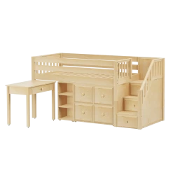 Maxtrix Twin Low Loft Bed With Stairs, Storage + Desk