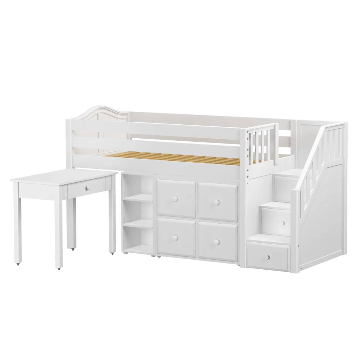 Maxtrix Twin Low Loft Bed With Stairs, Storage + Desk - Image 18