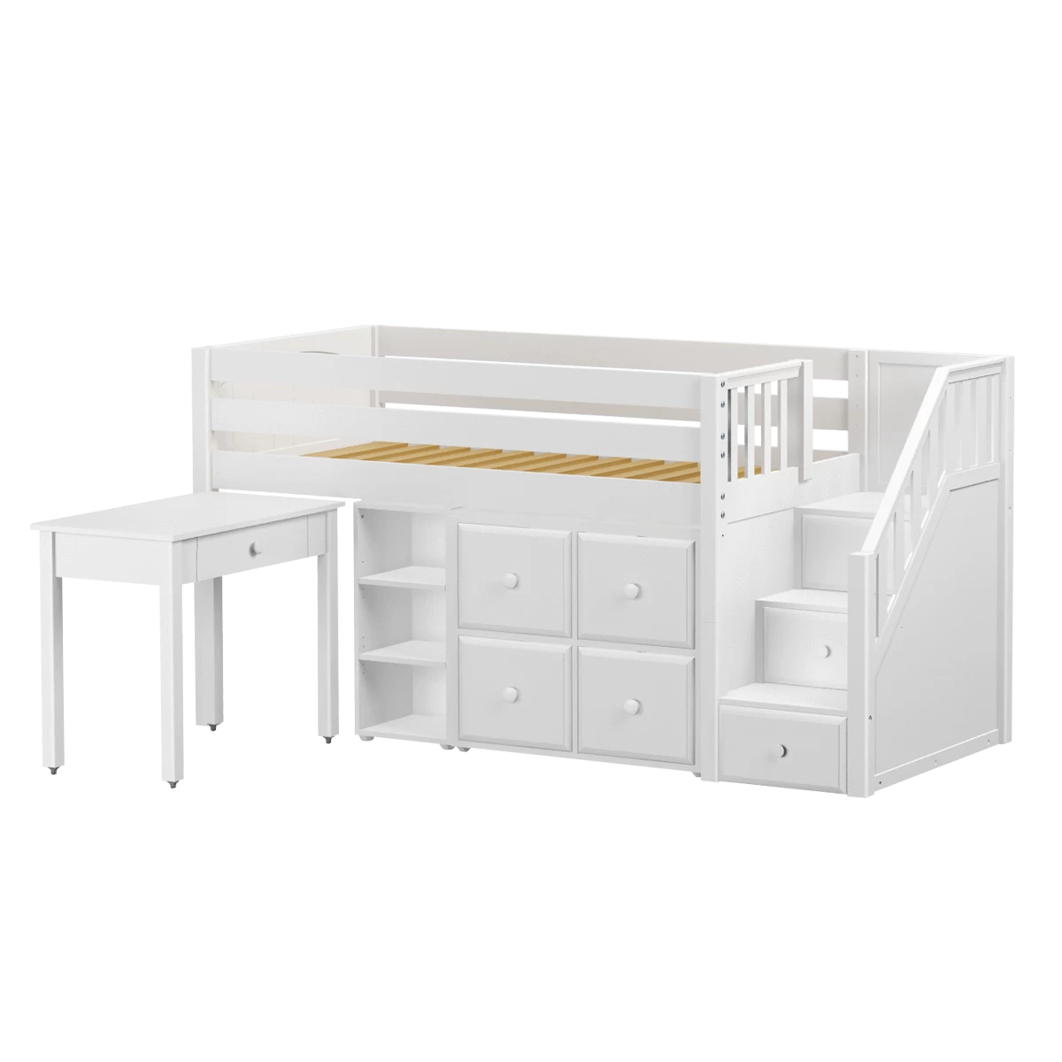 Maxtrix Twin Low Loft Bed With Stairs, Storage + Desk - Image 5