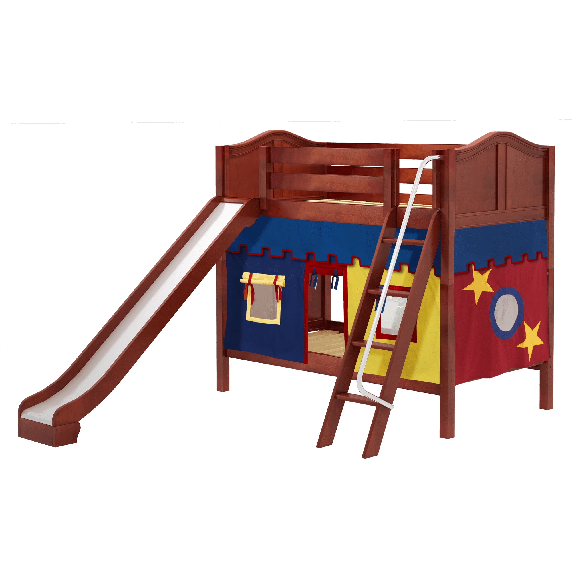 Maxtrix Twin Medium Bunk Bed With Angled Ladder, Curtain + Slide - Image 15