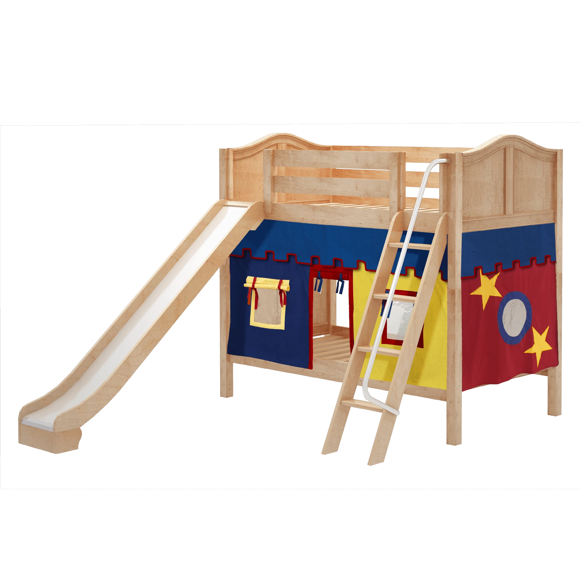 Maxtrix Twin Medium Bunk Bed With Angled Ladder, Curtain + Slide - Image 16