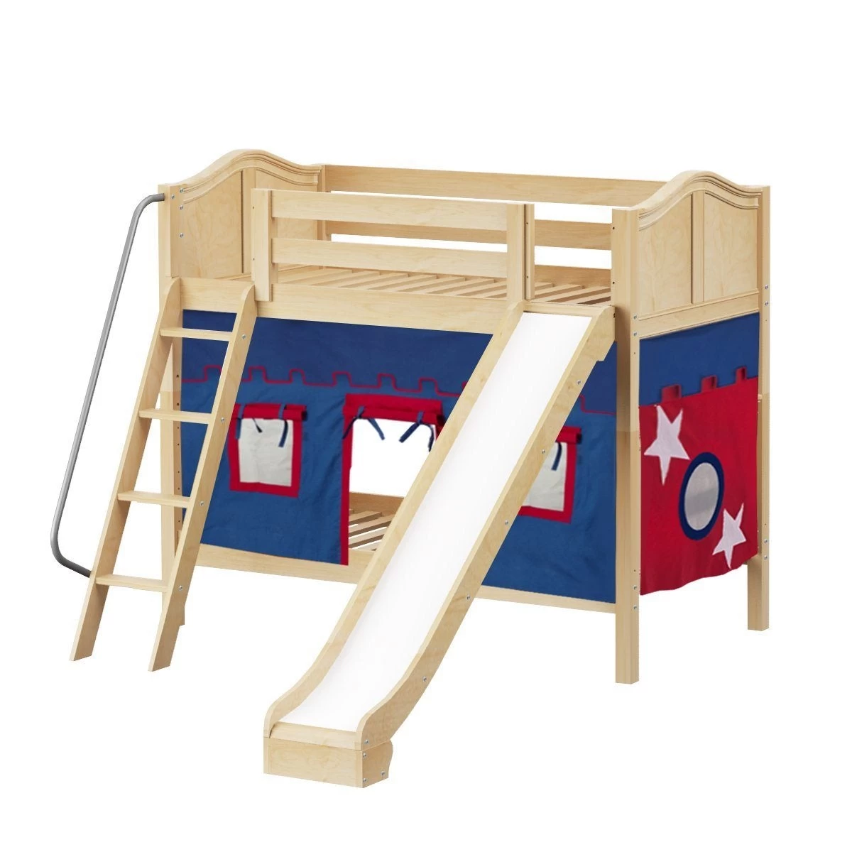 Maxtrix Twin Medium Bunk Bed With Angled Ladder, Curtain + Slide - Image 6