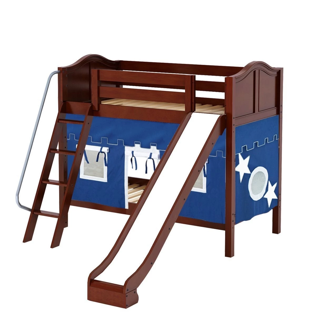 Maxtrix Twin Medium Bunk Bed With Angled Ladder, Curtain + Slide - Image 8