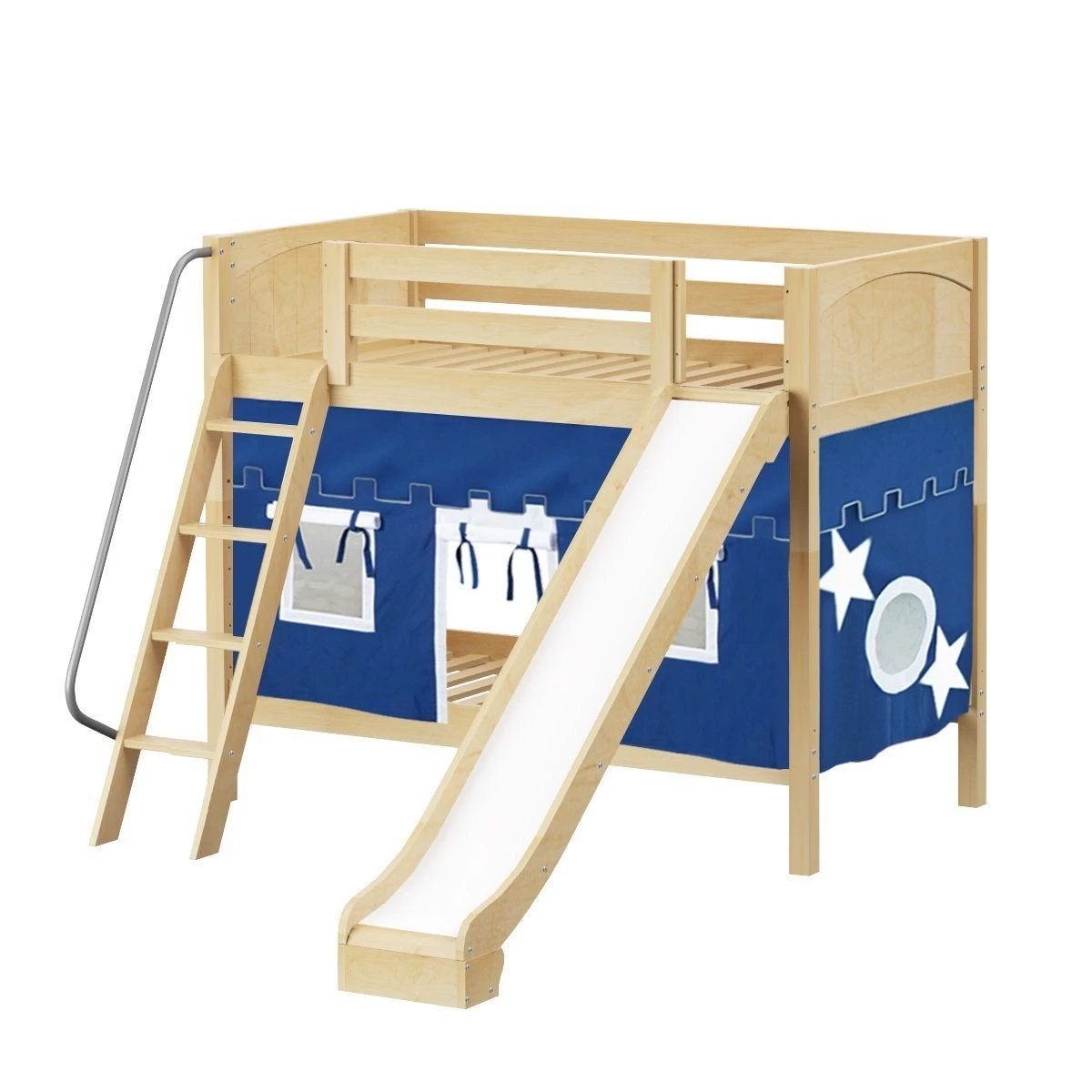 Maxtrix Twin Medium Bunk Bed With Angled Ladder, Curtain + Slide - Image 19