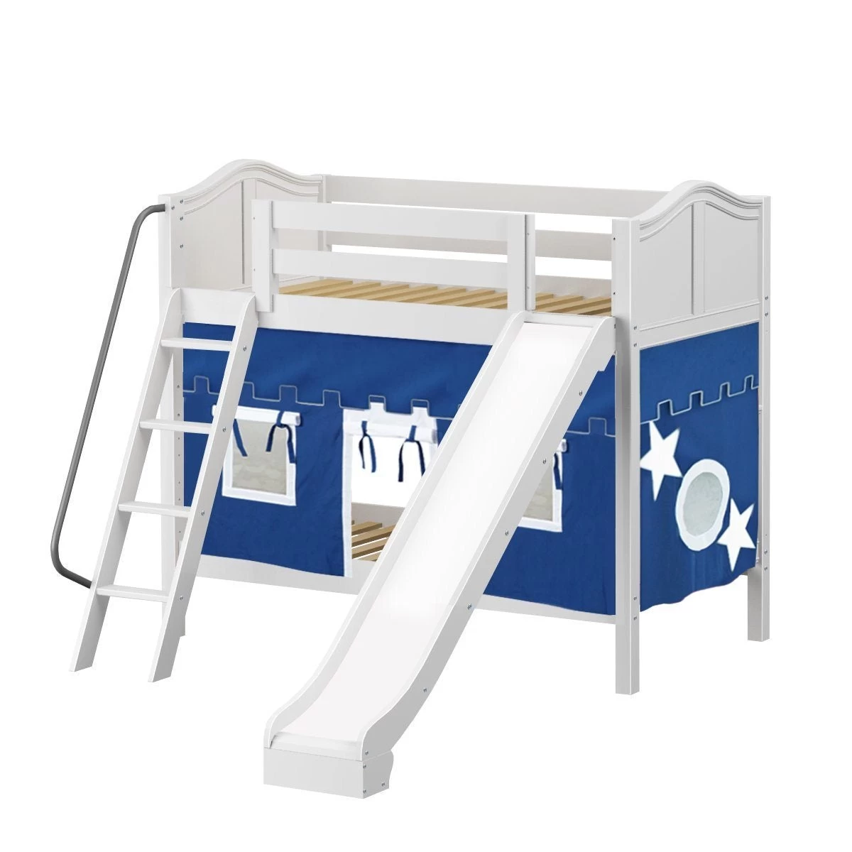 Maxtrix Twin Medium Bunk Bed With Angled Ladder, Curtain + Slide - Image 17
