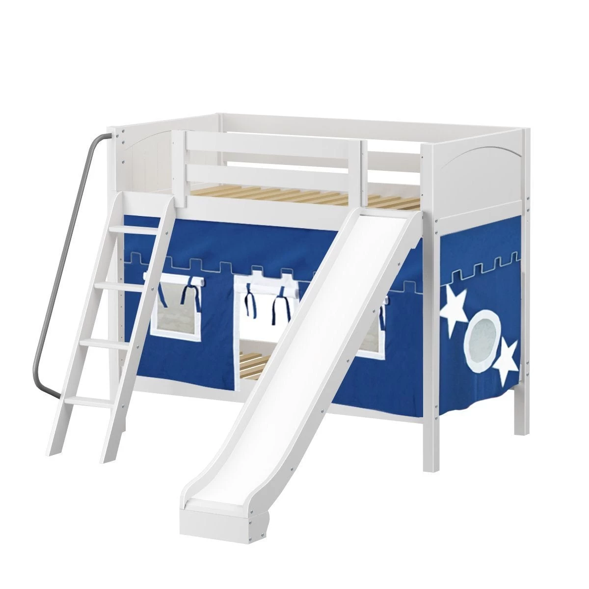Maxtrix Twin Medium Bunk Bed With Angled Ladder, Curtain + Slide - Image 13