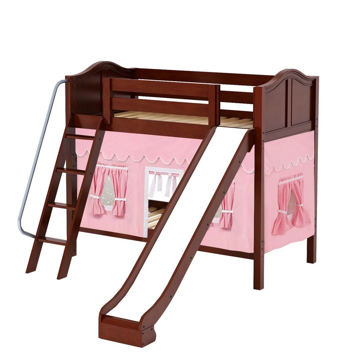 Maxtrix Twin Medium Bunk Bed With Angled Ladder, Curtain + Slide - Image 11