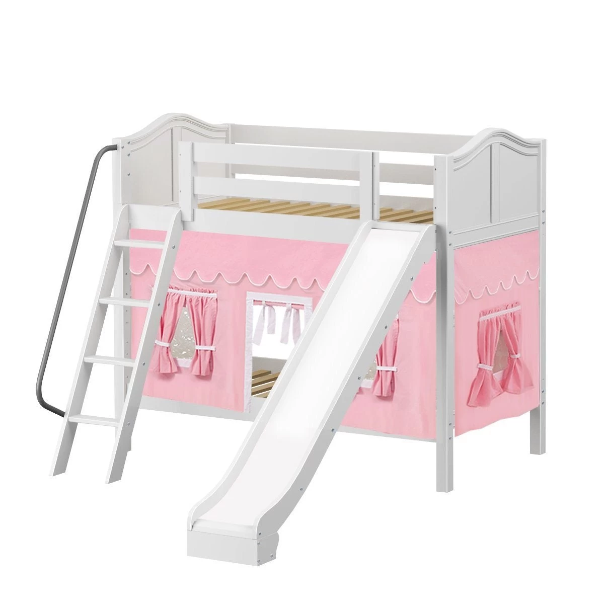 Maxtrix Twin Medium Bunk Bed With Angled Ladder, Curtain + Slide - Image 20