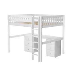 Maxtrix Queen High Loft Bed With Straight Ladder + Desk