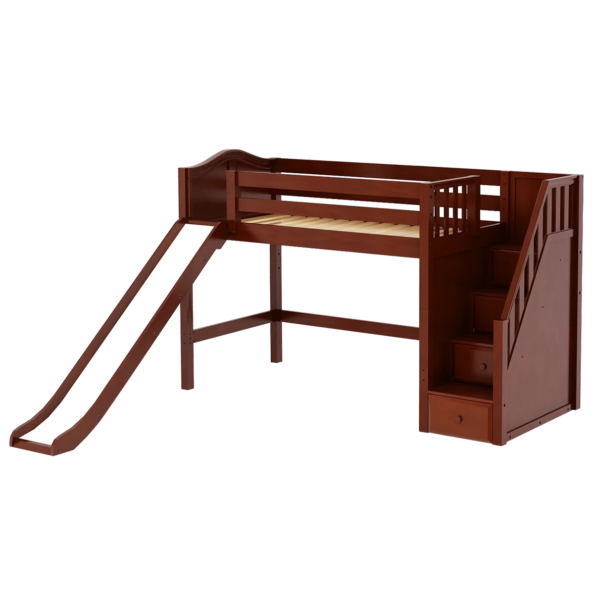 Maxtrix Twin Mid Loft Bed With Stairs + Slide - Image 2