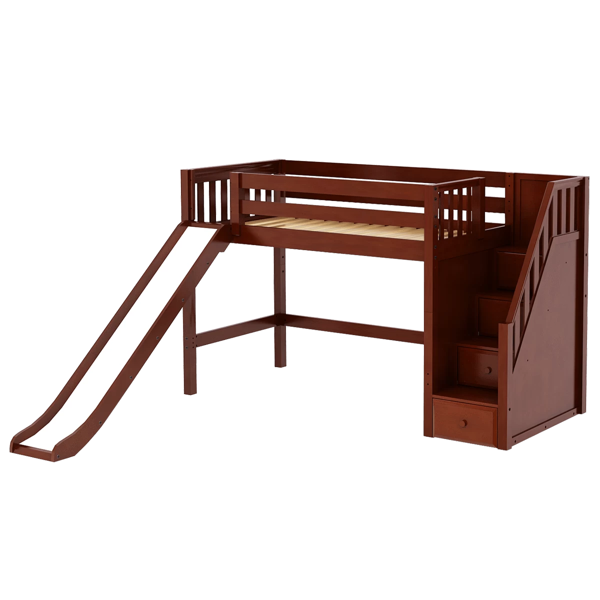 Maxtrix Twin Mid Loft Bed With Stairs + Slide - Image 4