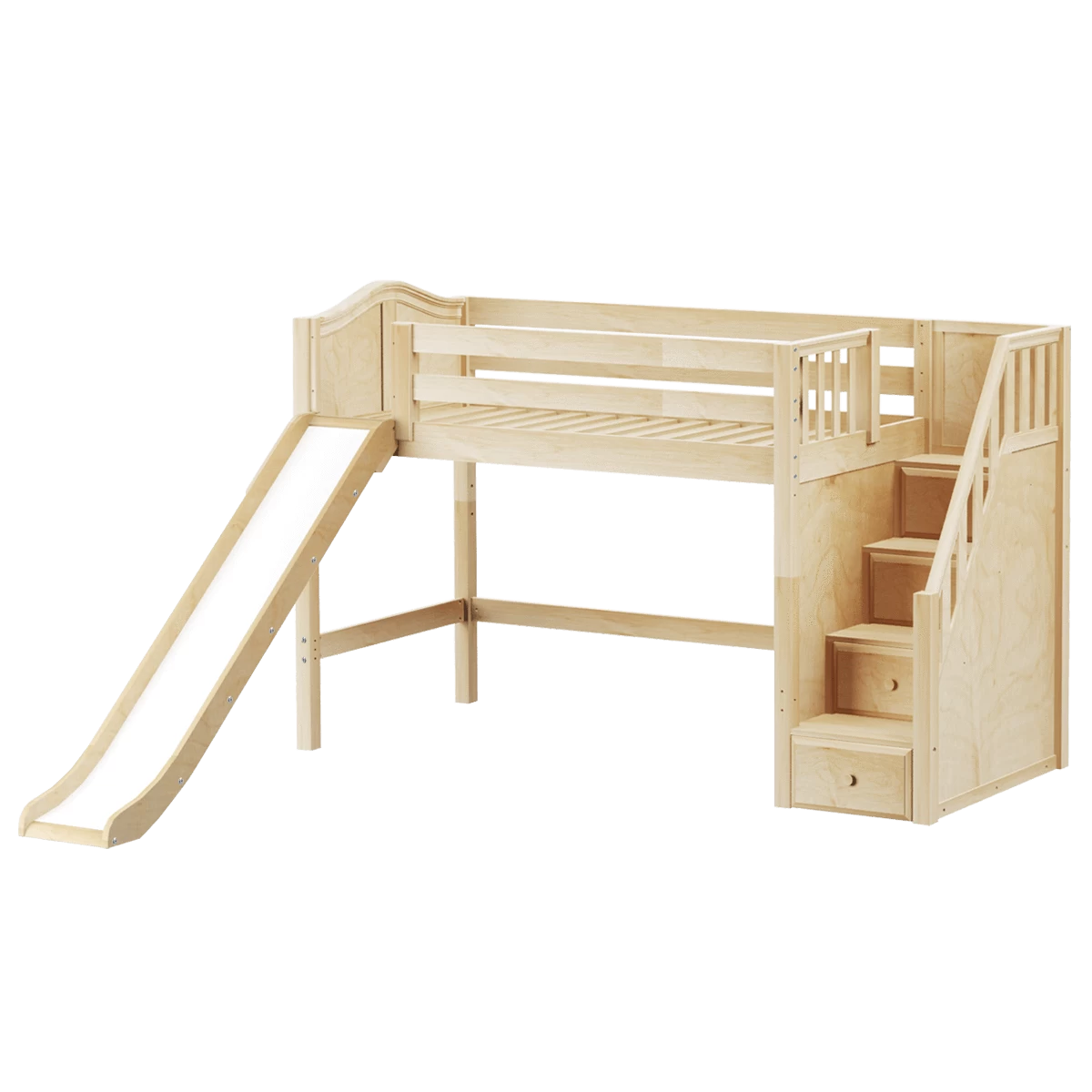 Maxtrix Twin Mid Loft Bed With Stairs + Slide - Image 5