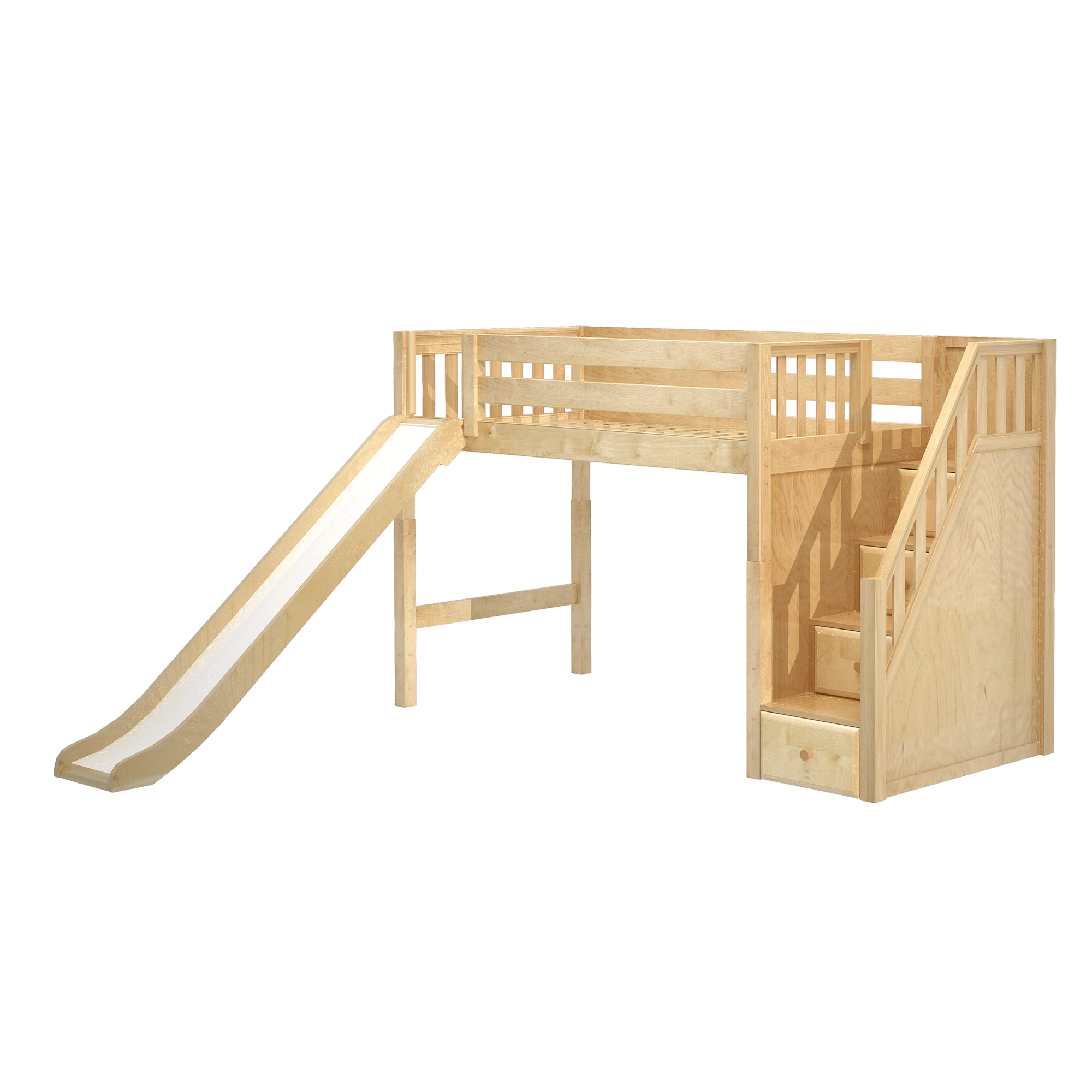 Maxtrix Twin Mid Loft Bed With Stairs + Slide - Image 9