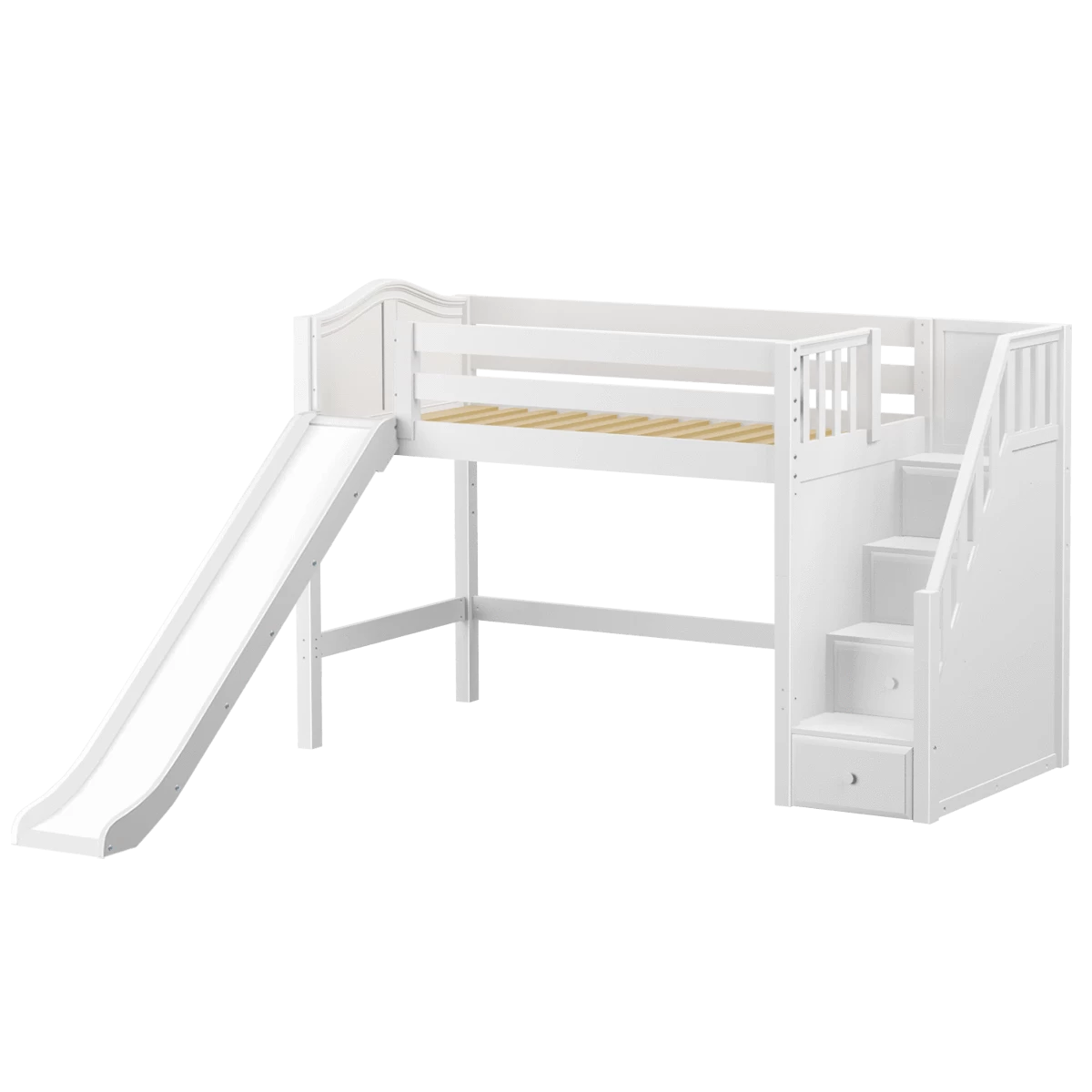 Maxtrix Twin Mid Loft Bed With Stairs + Slide - Image 8