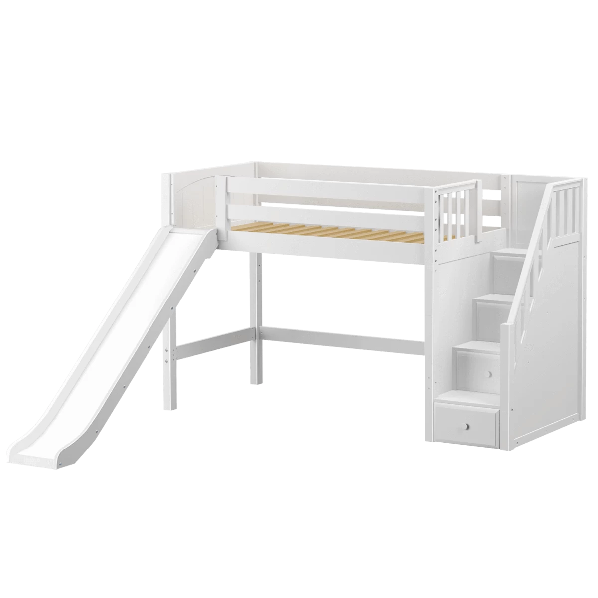 Maxtrix Twin Mid Loft Bed With Stairs + Slide - Image 7