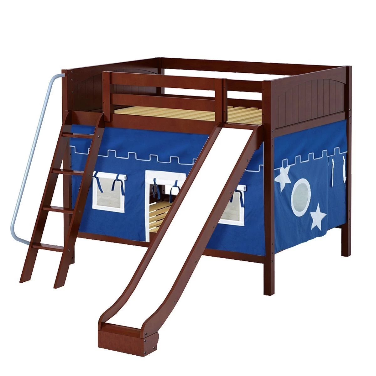 Maxtrix Full Medium Bunk Bed With Angled Ladder, Curtain + Slide - Image 16