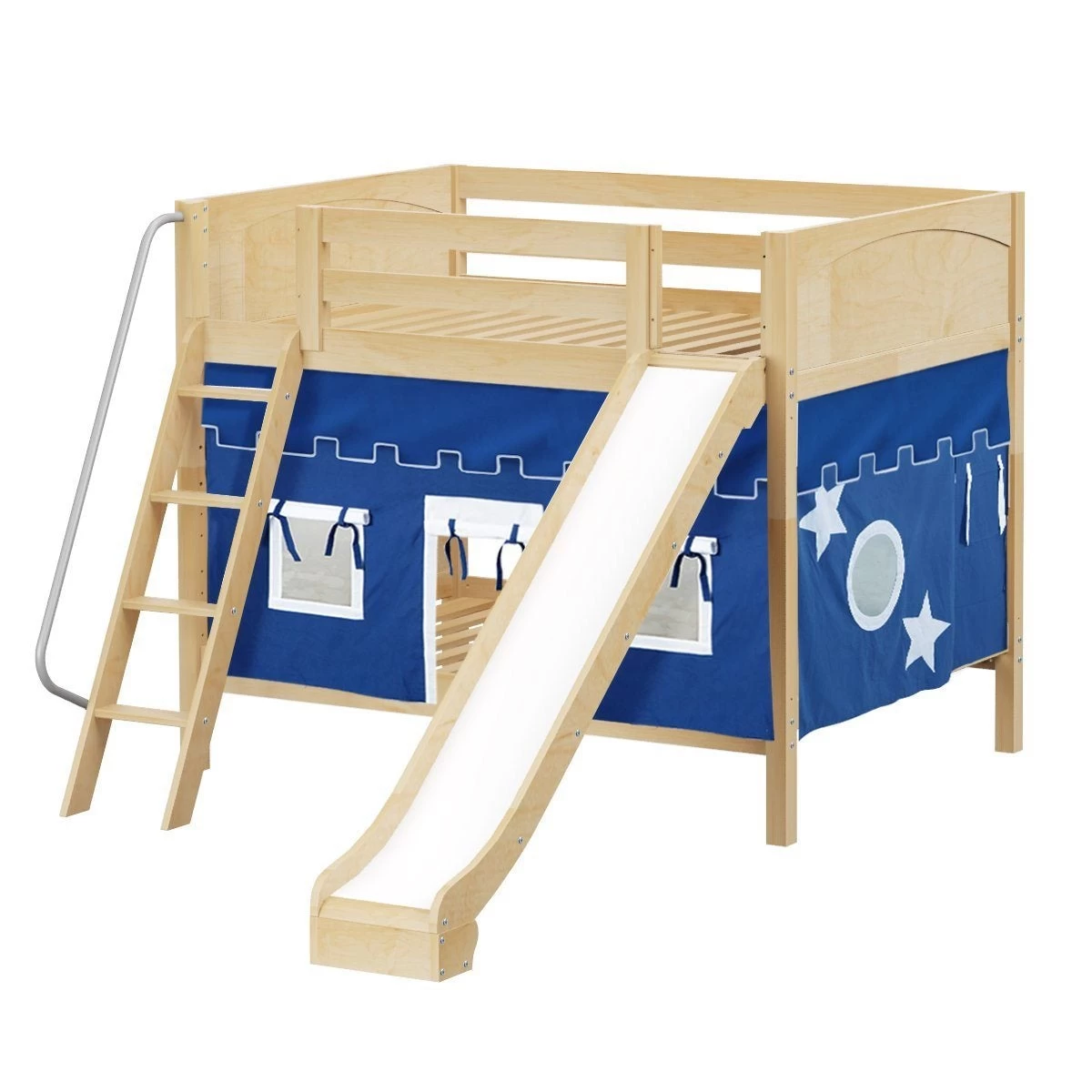 Maxtrix Full Medium Bunk Bed With Angled Ladder, Curtain + Slide - Image 7