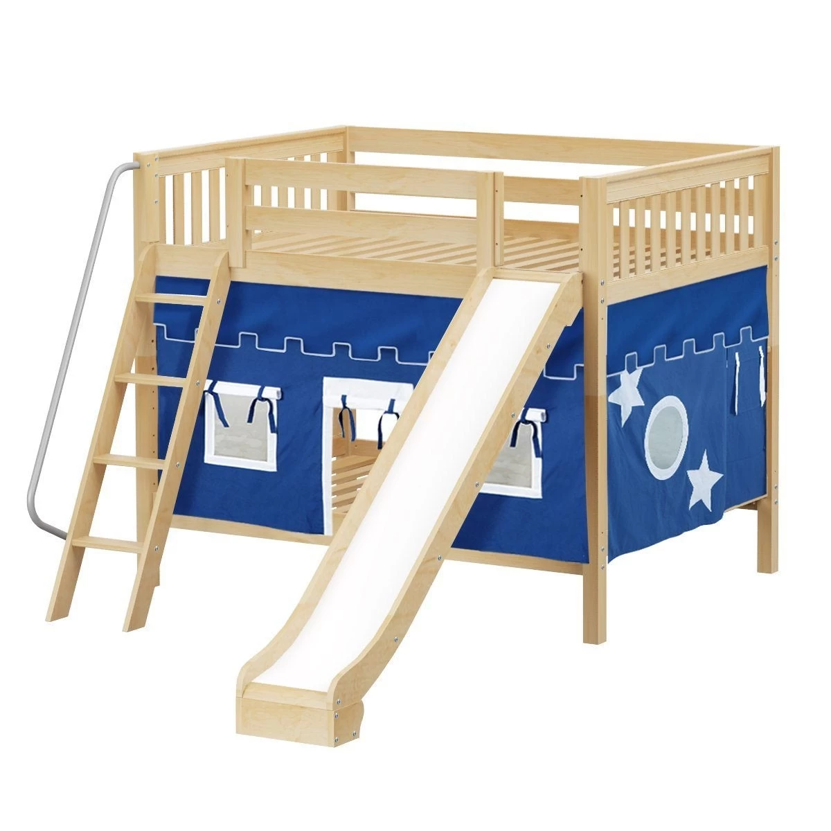 Maxtrix Full Medium Bunk Bed With Angled Ladder, Curtain + Slide - Image 6