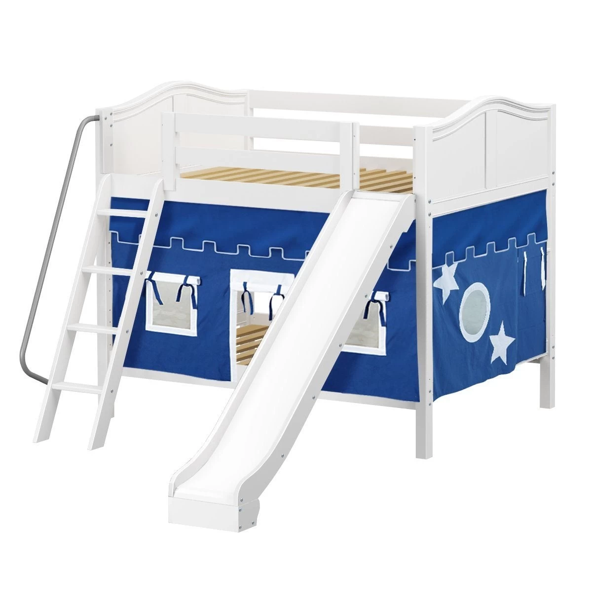 Maxtrix Full Medium Bunk Bed With Angled Ladder, Curtain + Slide - Image 5