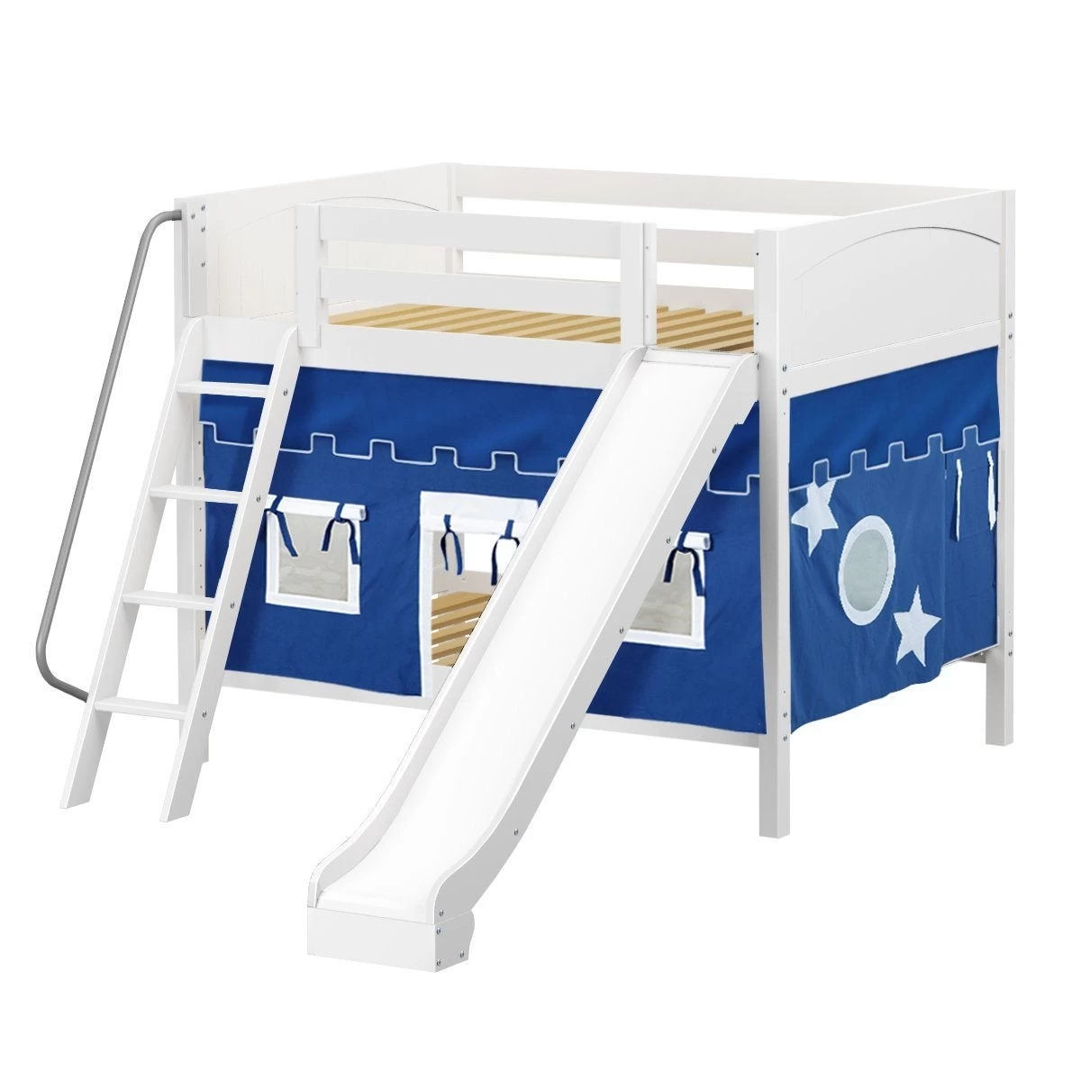 Maxtrix Full Medium Bunk Bed With Angled Ladder, Curtain + Slide - Image 10