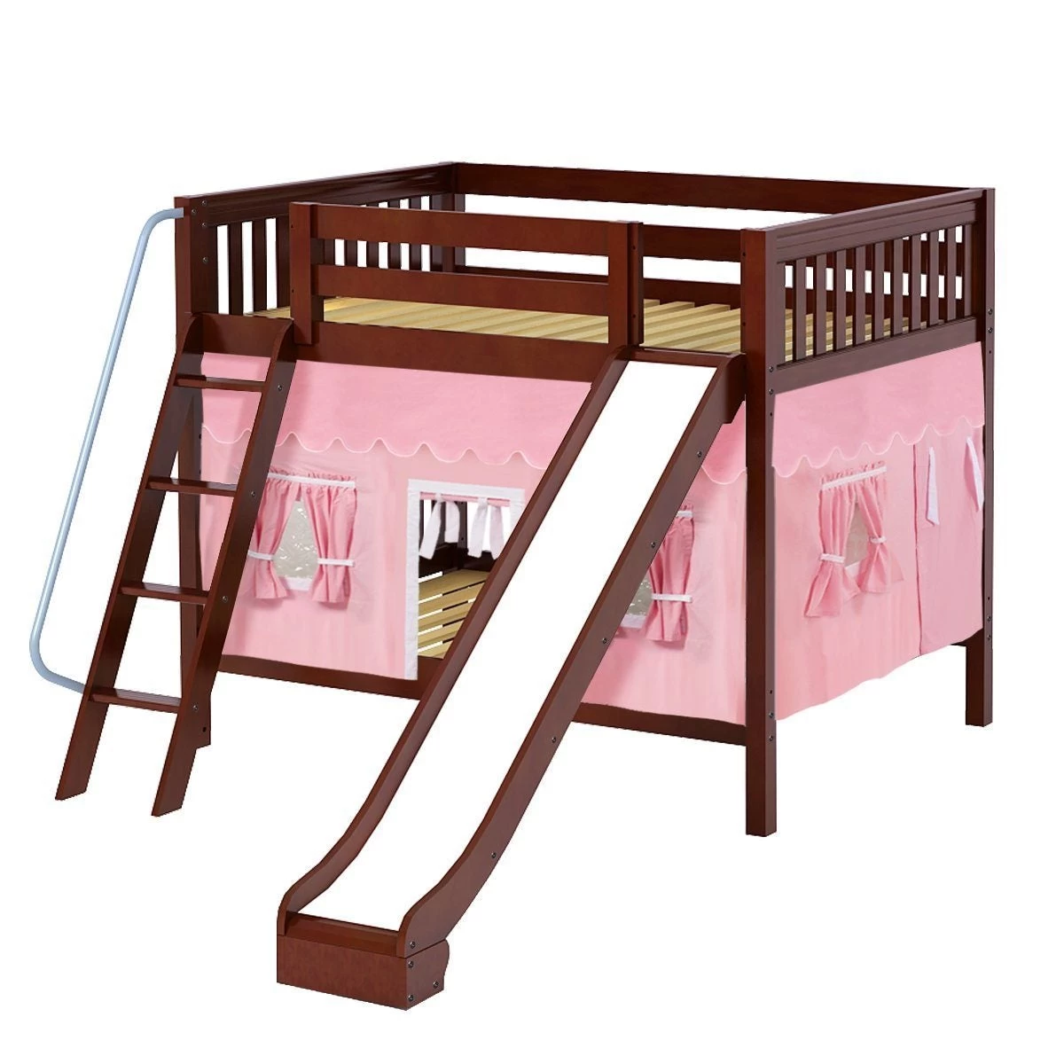Maxtrix Full Medium Bunk Bed With Angled Ladder, Curtain + Slide - Image 3