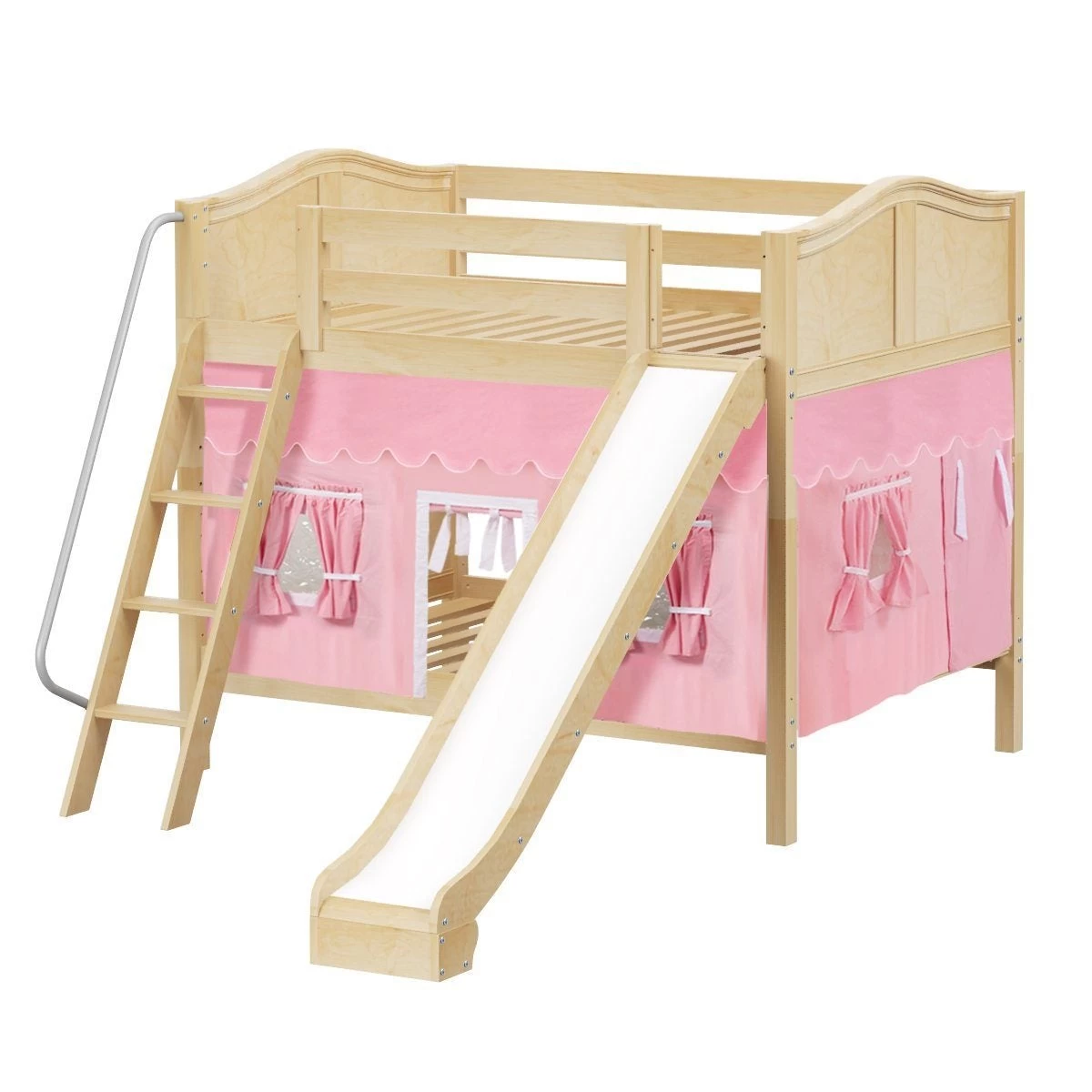Maxtrix Full Medium Bunk Bed With Angled Ladder, Curtain + Slide - Image 2