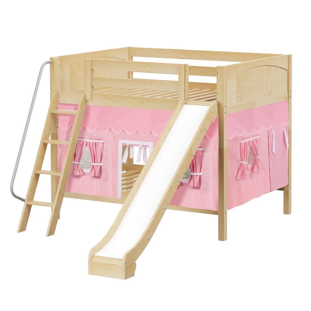 Maxtrix Full Medium Bunk Bed With Angled Ladder, Curtain + Slide - Image 19