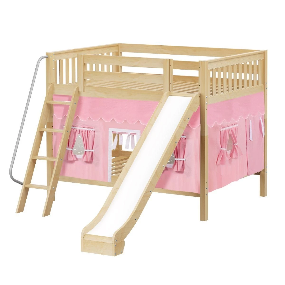 Maxtrix Full Medium Bunk Bed With Angled Ladder, Curtain + Slide - Image 18