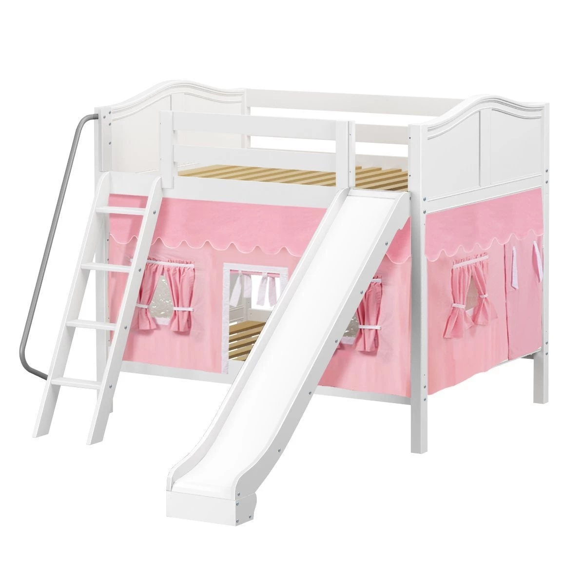 Maxtrix Full Medium Bunk Bed With Angled Ladder, Curtain + Slide - Image 17