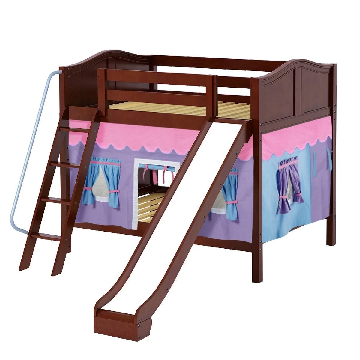 Maxtrix Full Medium Bunk Bed With Angled Ladder, Curtain + Slide - Image 11