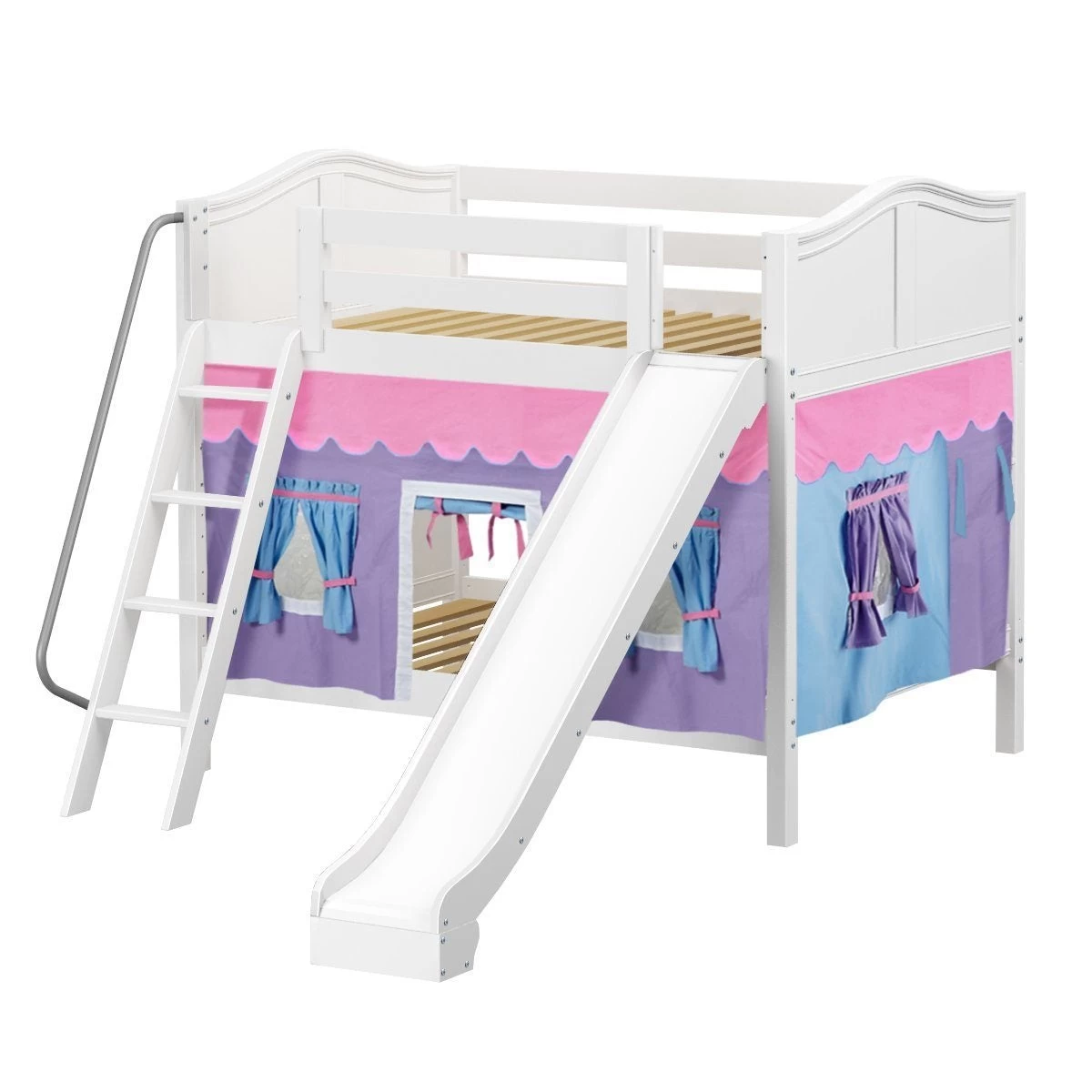 Maxtrix Full Medium Bunk Bed With Angled Ladder, Curtain + Slide - Image 20