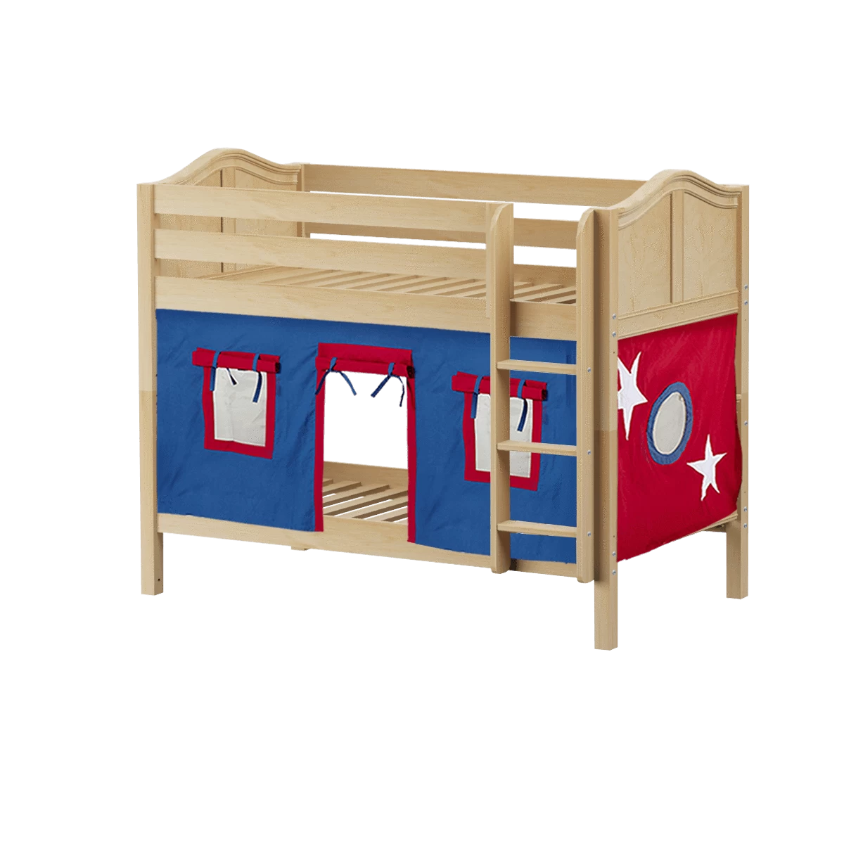 Maxtrix Twin Low Bunk Bed With Straight Ladder + Curtain - Image 16