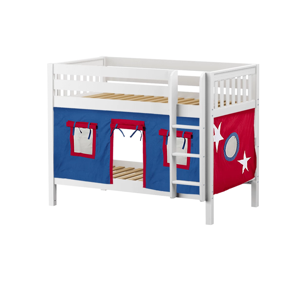 Maxtrix Twin Low Bunk Bed With Straight Ladder + Curtain - Image 7
