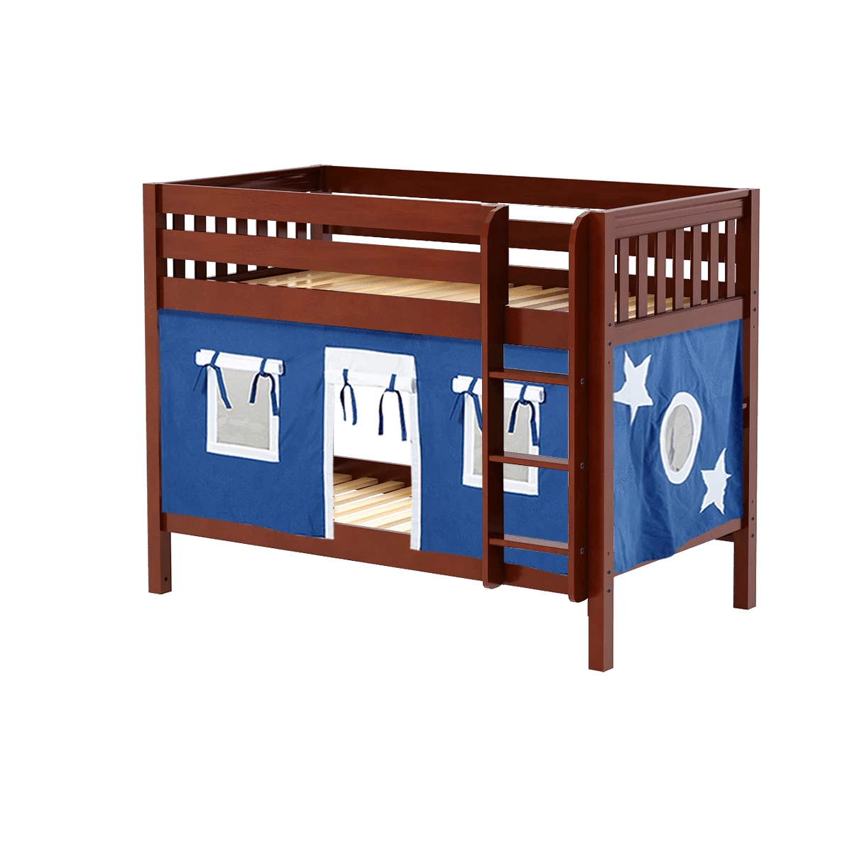Maxtrix Twin Low Bunk Bed With Straight Ladder + Curtain - Image 5
