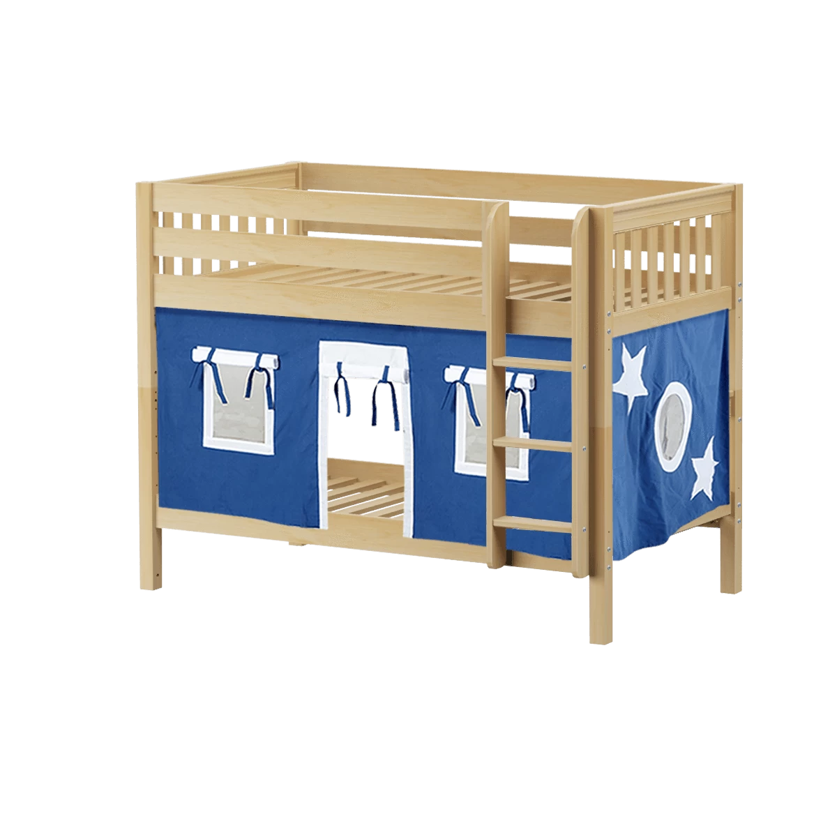 Maxtrix Twin Low Bunk Bed With Straight Ladder + Curtain - Image 6