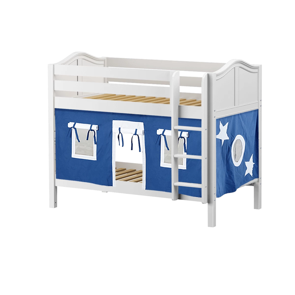 Maxtrix Twin Low Bunk Bed With Straight Ladder + Curtain - Image 14