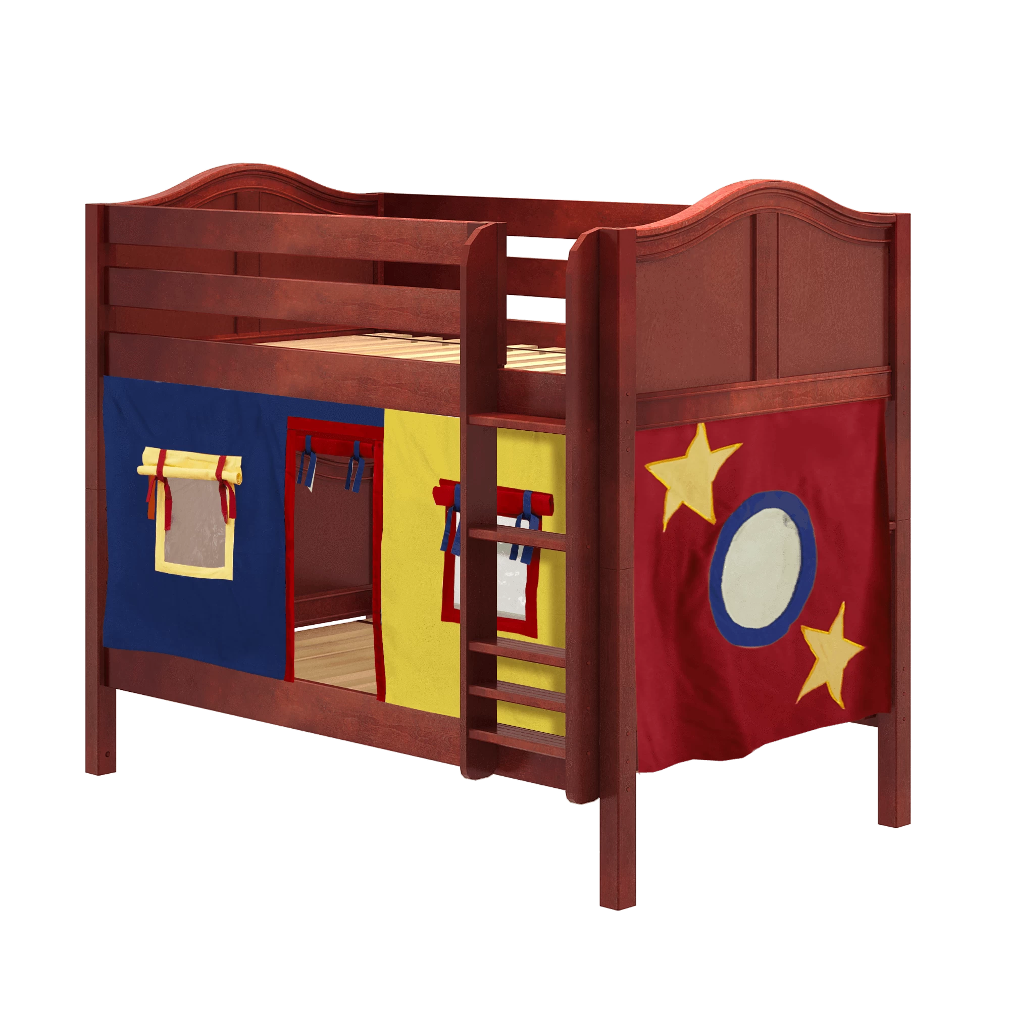 Maxtrix Twin Low Bunk Bed With Straight Ladder + Curtain - Image 12