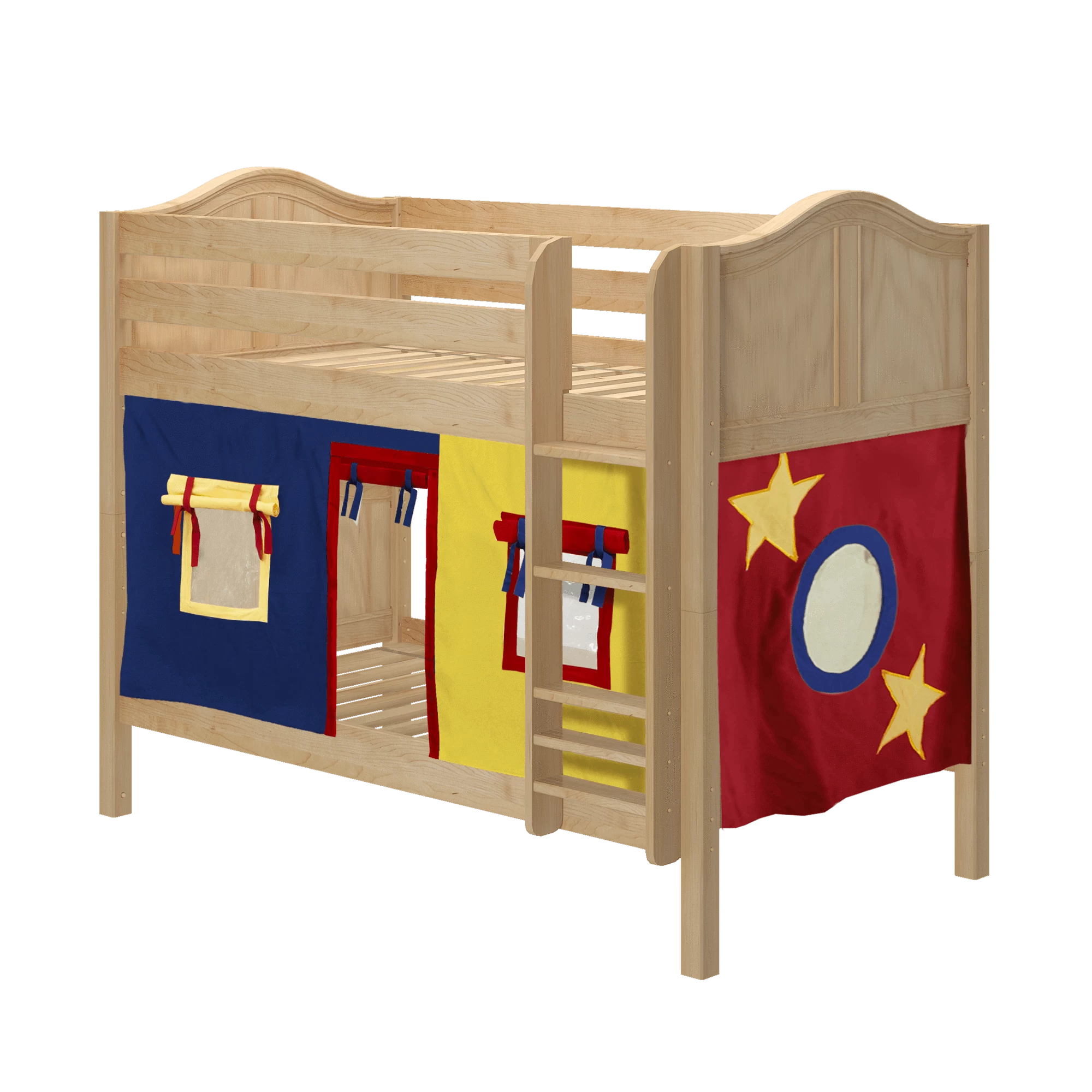 Maxtrix Twin Low Bunk Bed With Straight Ladder + Curtain - Image 13