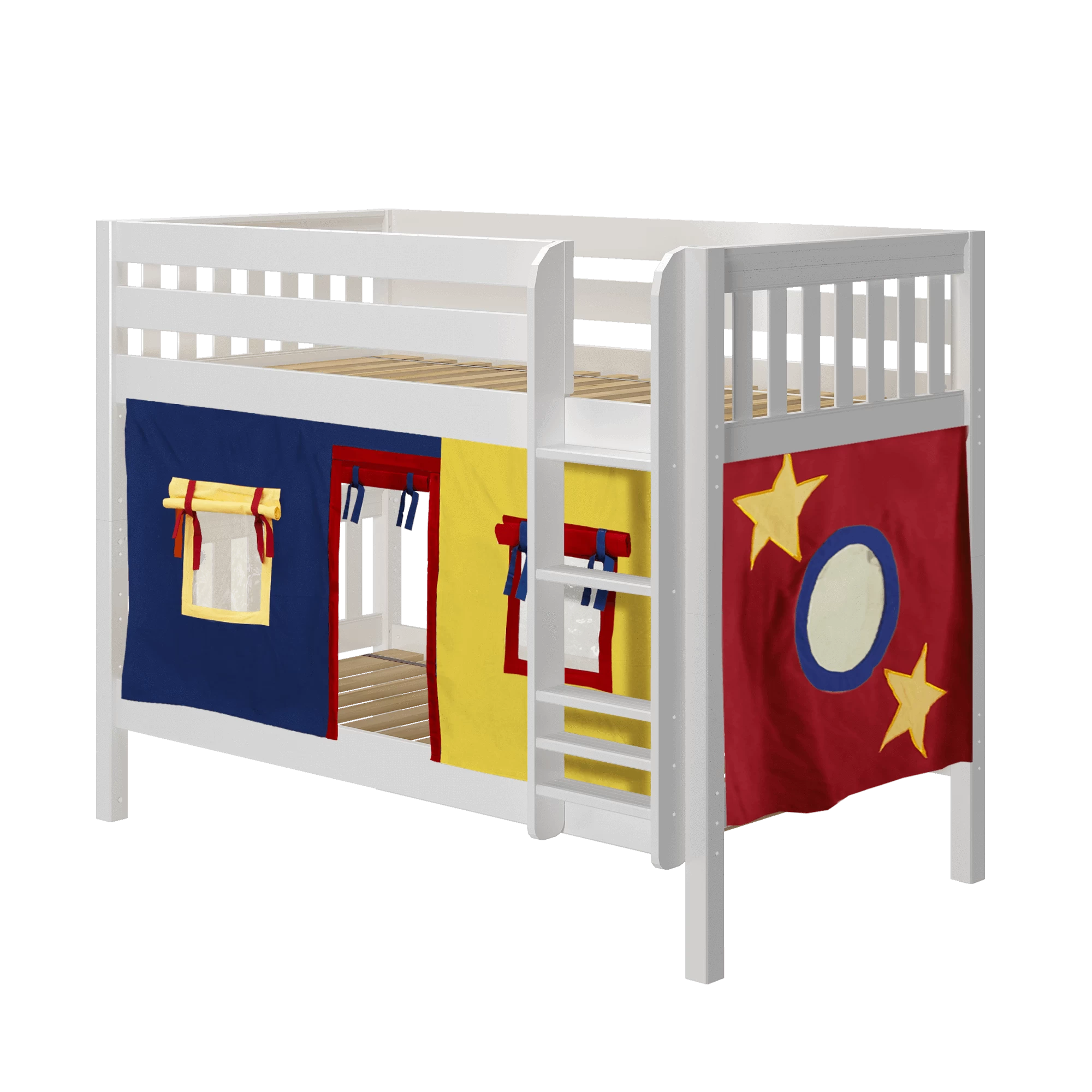 Maxtrix Twin Low Bunk Bed With Straight Ladder + Curtain - Image 4