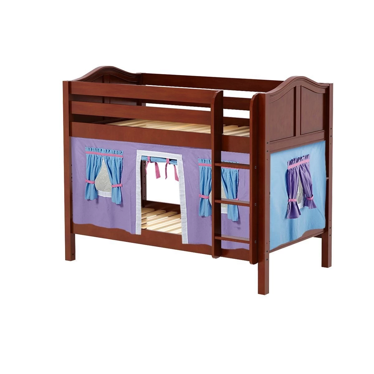 Maxtrix Twin Low Bunk Bed With Straight Ladder + Curtain - Image 18