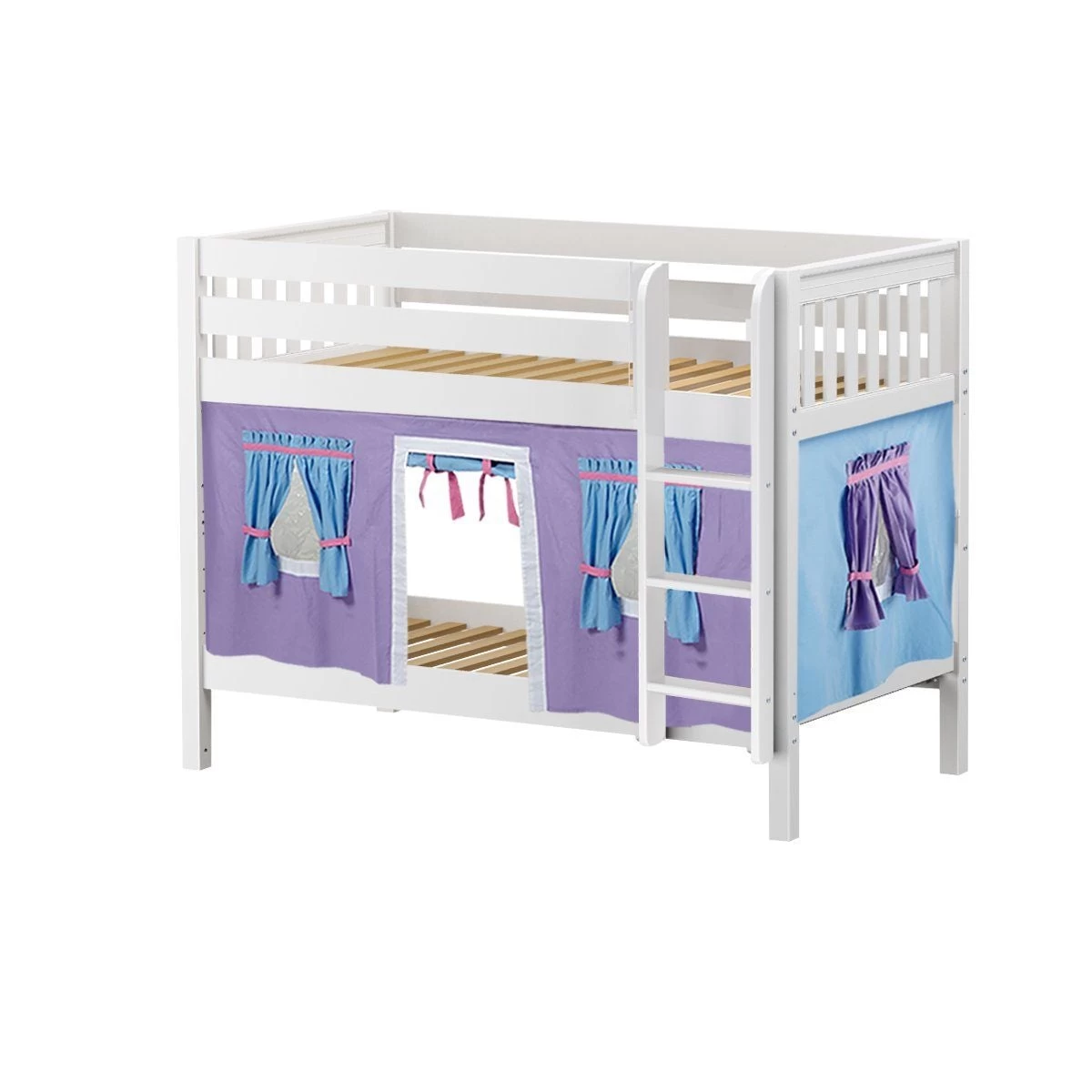 Maxtrix Twin Low Bunk Bed With Straight Ladder + Curtain - Image 10