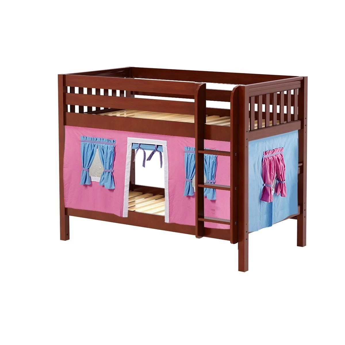Maxtrix Twin Low Bunk Bed With Straight Ladder + Curtain - Image 8
