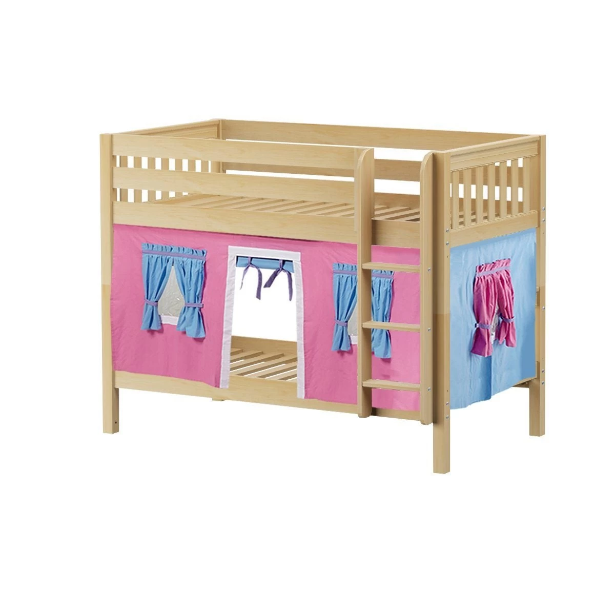 Maxtrix Twin Low Bunk Bed With Straight Ladder + Curtain - Image 9