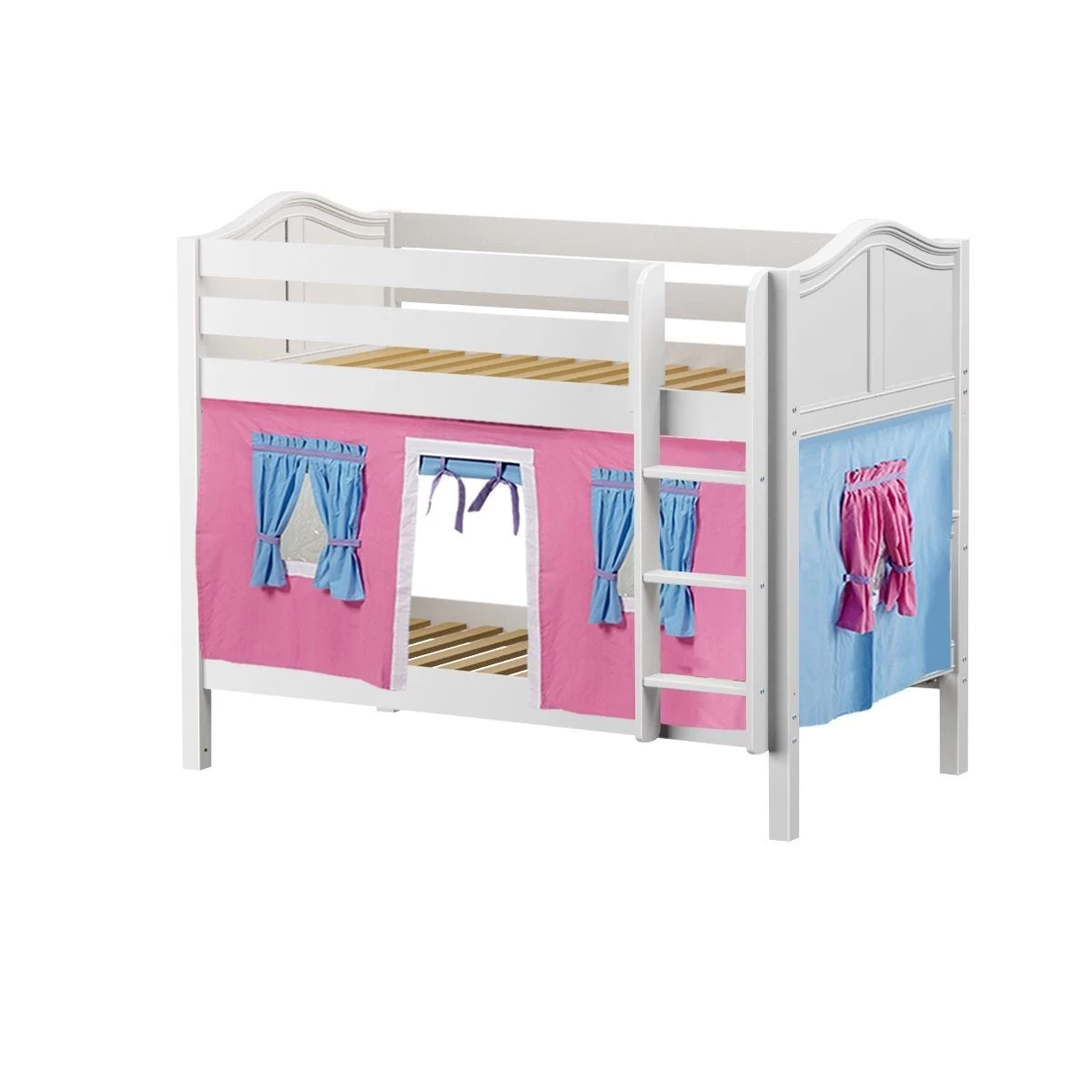 Maxtrix Twin Low Bunk Bed With Straight Ladder + Curtain - Image 17