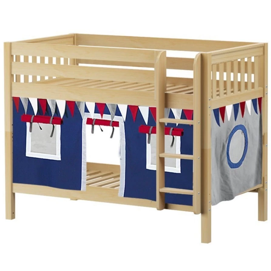 Maxtrix Twin Low Bunk Bed With Straight Ladder + Curtain - Image 3